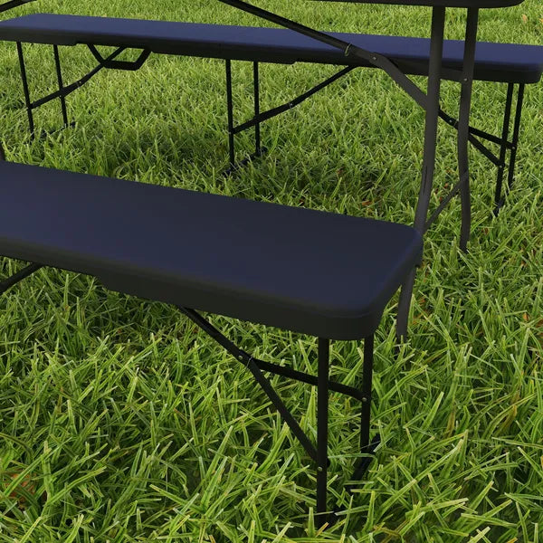2 Pack 6 ft Portable Foldable Bench Seats, Plastic Folding Benches with Carrying Handle for Camping, Black - product image 8