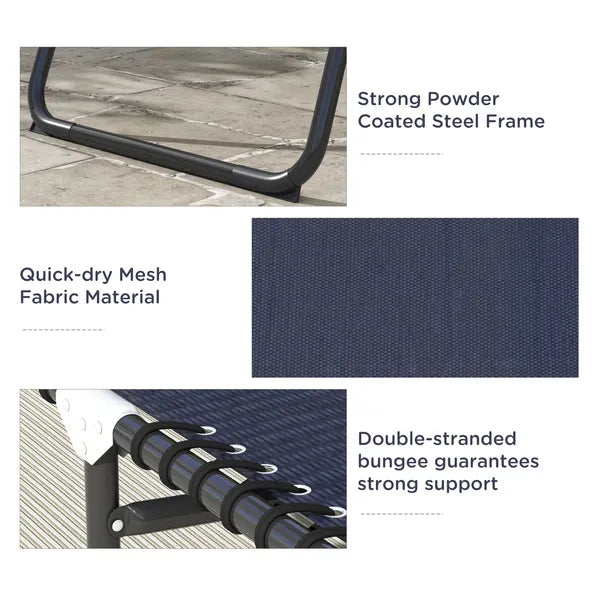 2-Pack Dark Blue Reclining Beach Chairs, 4-Position Folding Chaise Lounge for Patio - product image 5