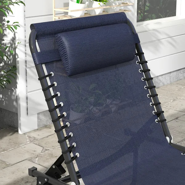 2-Pack Dark Blue Reclining Beach Chairs, 4-Position Folding Chaise Lounge for Patio - product image 8
