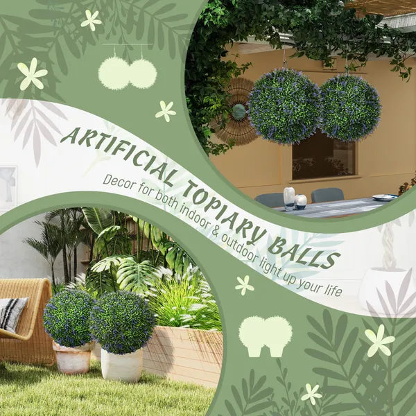 2 Piece 16.5" Topiary Balls Lavender Topiary Plants, Faux Topiaries Indoor Outdoor Fake Plants for Home Decor - product image 4