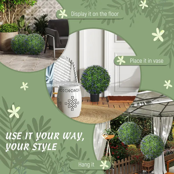2 Piece 16.5" Topiary Balls Lavender Topiary Plants, Faux Topiaries Indoor Outdoor Fake Plants for Home Decor - product image 6