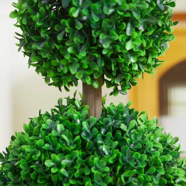 HOMCOM 2 Piece Artificial Boxwood Ball Topiary Tree 23.5 Inch with Double Ball-Shaped Leaves in Pot Green - product image 8