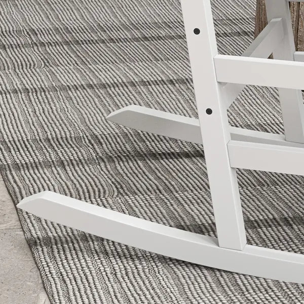 2 Piece Wooden Rocking Chair Set Outdoor Rockers with Curved Armrests High Back for Garden Balcony White - product image 8