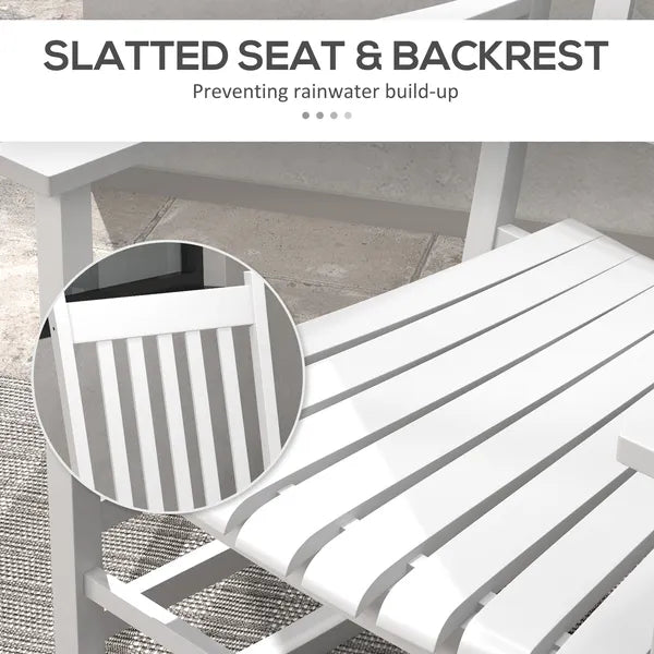 2 Piece Wooden Rocking Chair Set Outdoor Rockers with Curved Armrests High Back for Garden Balcony White - product image 6