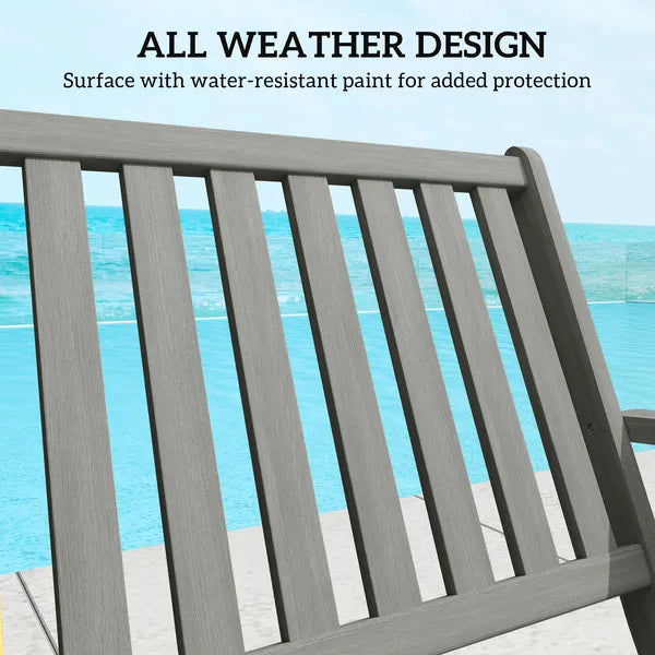 2-Person Foldable Wood Outdoor Bench with Backrest and Armrests for Garden, Porch, Park, Balcony, Gray - product image 6