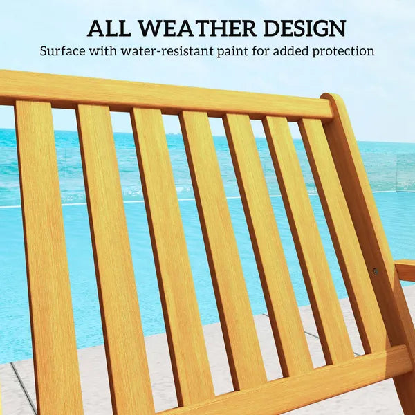 2-Person Foldable Wood Outdoor Bench with Backrest and Armrests for Garden, Porch, Park, Balcony, Teak - product image 6