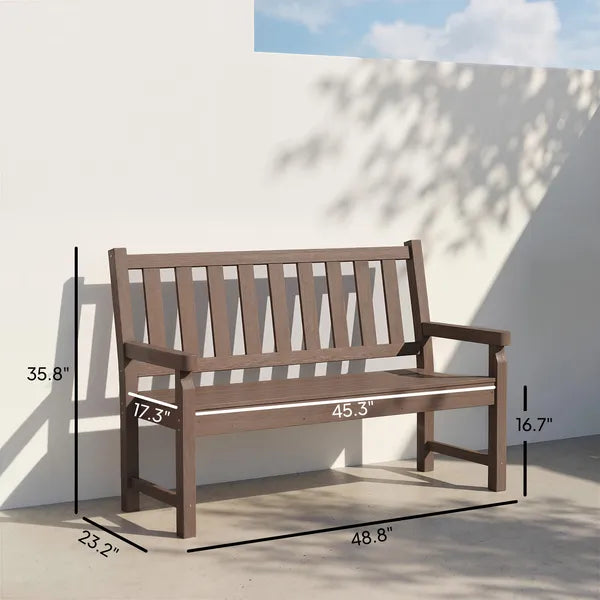 Outsunny 2-Person Garden Bench, HDPE Outdoor Bench with 530 lbs Capacity, Curved Seat for Backyard, Park, Porch, Lawn, Brown - product image 3