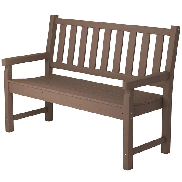 Outsunny 2-Person Garden Bench, HDPE Outdoor Bench with 530 lbs Capacity, Curved Seat for Backyard, Park, Porch, Lawn, Brown - product image 1