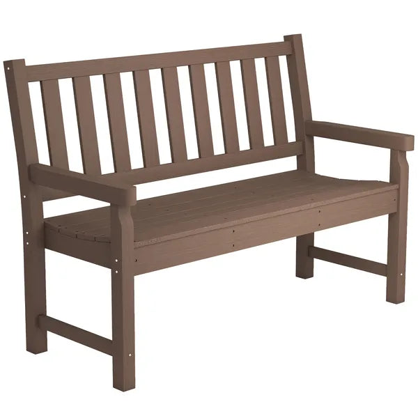 Outsunny 2-Person Garden Bench, HDPE Outdoor Bench with 530 lbs Capacity, Curved Seat for Backyard, Park, Porch, Lawn, Brown - product image 11