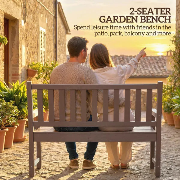 Outsunny 2-Person Garden Bench, HDPE Outdoor Bench with 530 lbs Capacity, Curved Seat for Backyard, Park, Porch, Lawn, Brown - product image 4