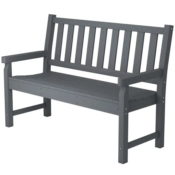 Outsunny 2-Person Garden Bench, HDPE Outdoor Bench with 530 lb Capacity, Curved Seat for Backyard, Park, Porch, Lawn, Gray - product image 1
