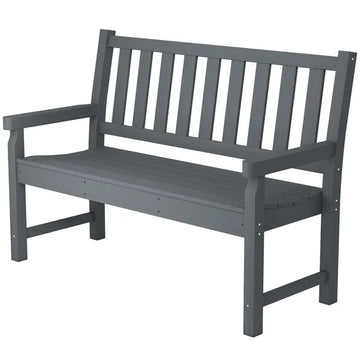 Outsunny 2-Person Garden Bench, HDPE Outdoor Bench with 530 lb Capacity, Curved Seat for Backyard, Park, Porch, Lawn, Gray - product image 1