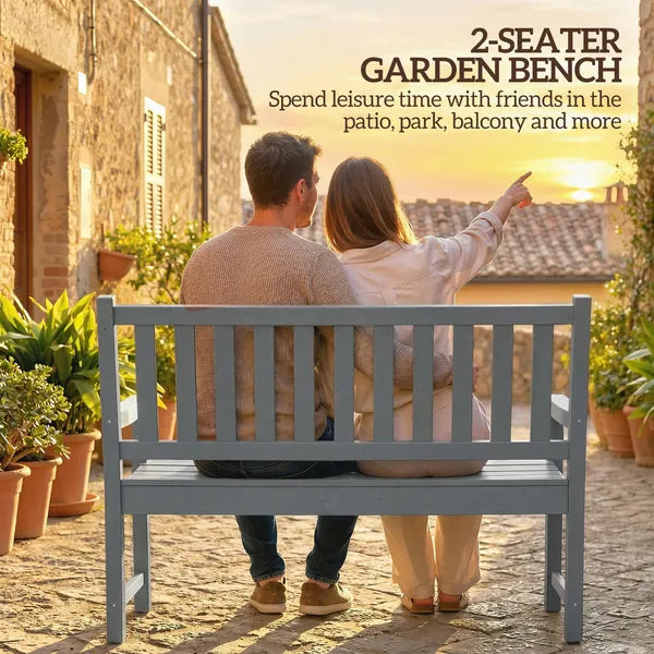 Outsunny 2-Person Garden Bench, HDPE Outdoor Bench with 530 lb Capacity, Curved Seat for Backyard, Park, Porch, Lawn, Gray - product image 4
