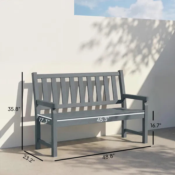 Outsunny 2-Person Garden Bench, HDPE Outdoor Bench with 530 lb Capacity, Curved Seat for Backyard, Park, Porch, Lawn, Gray - product image 3