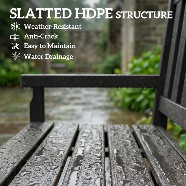 Outsunny 2-Person Garden Bench, HDPE Outdoor Bench with 530 lb Capacity, Curved Seat for Backyard, Park, Porch, Lawn, Gray - product image 5