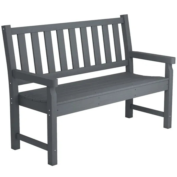 Outsunny 2-Person Garden Bench, HDPE Outdoor Bench with 530 lb Capacity, Curved Seat for Backyard, Park, Porch, Lawn, Gray - product image 11