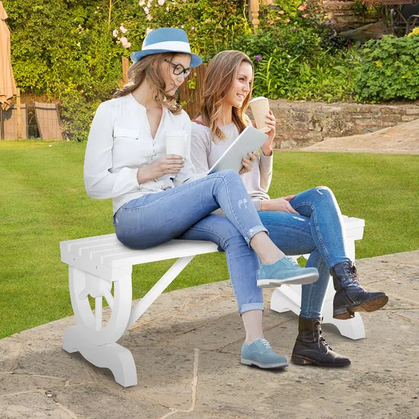 2-Person Garden Bench Outdoor Wagon Wheel Porch Bench for Backyard, Patio, Garden White - product image 2