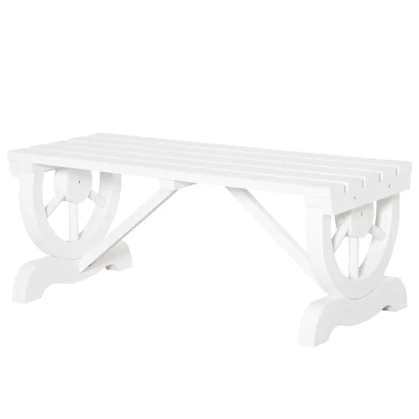 2-Person Garden Bench Outdoor Wagon Wheel Porch Bench for Backyard, Patio, Garden White - product image 11