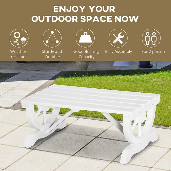 2-Person Garden Bench Outdoor Wagon Wheel Porch Bench for Backyard, Patio, Garden White - product image 6