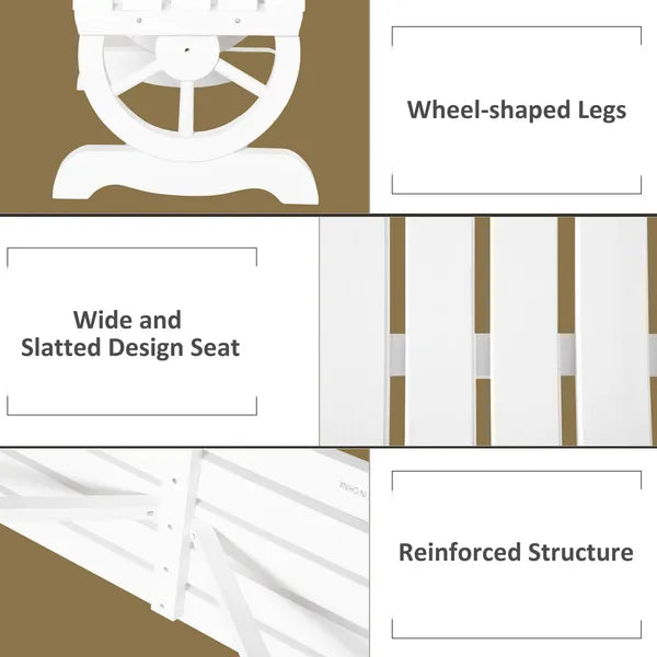 2-Person Garden Bench Outdoor Wagon Wheel Porch Bench for Backyard, Patio, Garden White - product image 4
