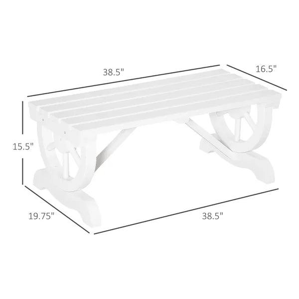 2-Person Garden Bench Outdoor Wagon Wheel Porch Bench for Backyard, Patio, Garden White - product image 3