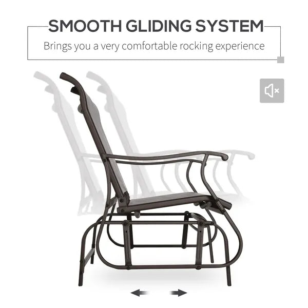 Outsunny 2-Person Glider Bench, Outdoor Chair with Breathable Mesh Fabric, Smooth Motion, Rocking Glider for Backyard, Lawn, Mixed Grey - product image 4