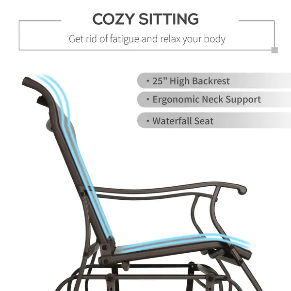 Outsunny 2-Person Glider Bench, Outdoor Chair with Breathable Mesh Fabric, Smooth Motion, Rocking Glider for Backyard, Lawn, Mixed Grey - product image 6