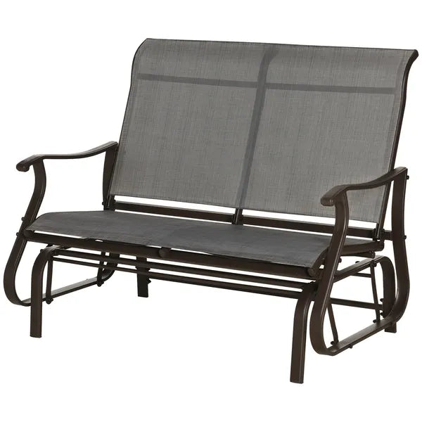 Outsunny 2-Person Glider Bench, Outdoor Chair with Breathable Mesh Fabric, Smooth Motion, Rocking Glider for Backyard, Lawn, Mixed Grey - product image 11