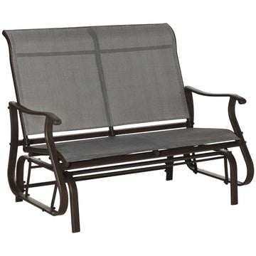 Outsunny 2-Person Glider Bench, Outdoor Chair with Breathable Mesh Fabric, Smooth Motion, Rocking Glider for Backyard, Lawn, Mixed Grey - product image 1