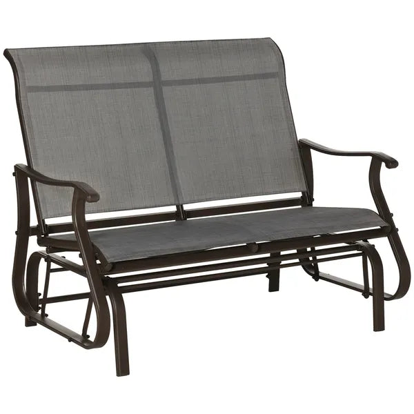 Outsunny 2-Person Glider Bench, Outdoor Chair with Breathable Mesh Fabric, Smooth Motion, Rocking Glider for Backyard, Lawn, Mixed Grey - product image 1