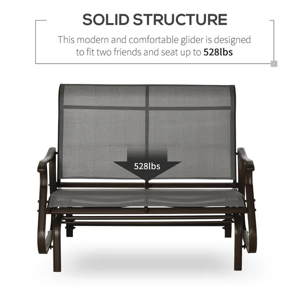 Outsunny 2-Person Glider Bench, Outdoor Chair with Breathable Mesh Fabric, Smooth Motion, Rocking Glider for Backyard, Lawn, Mixed Grey - product image 7