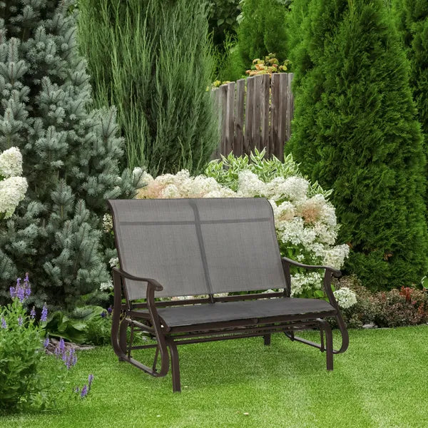Outsunny 2-Person Glider Bench, Outdoor Chair with Breathable Mesh Fabric, Smooth Motion, Rocking Glider for Backyard, Lawn, Mixed Grey - product image 2