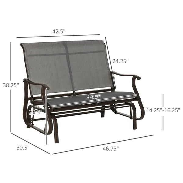 Outsunny 2-Person Glider Bench, Outdoor Chair with Breathable Mesh Fabric, Smooth Motion, Rocking Glider for Backyard, Lawn, Mixed Grey - product image 3