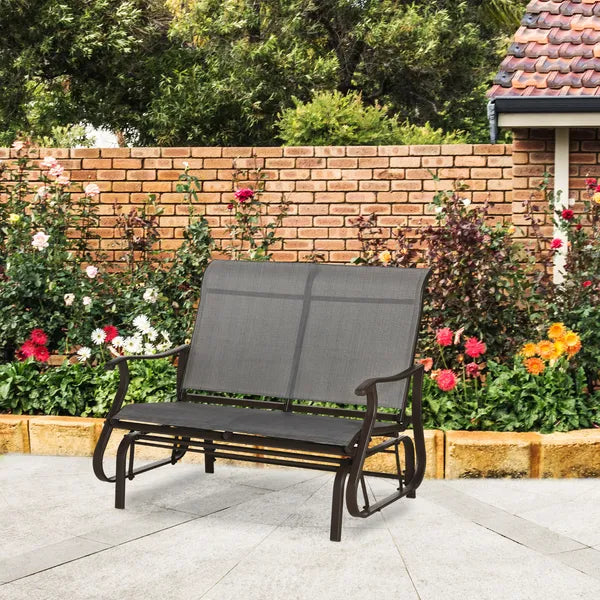 Outsunny 2-Person Glider Bench, Outdoor Chair with Breathable Mesh Fabric, Smooth Motion, Rocking Glider for Backyard, Lawn, Mixed Grey - product image 10