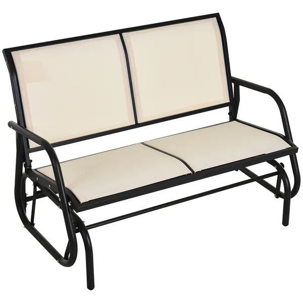 2-Person Glider Bench, Outdoor Swing Chair Loveseat, with Comfortable Fabric, Smooth Rocker, Steel Frame, for Porch, Beige - product image 1