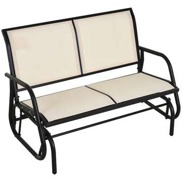 2-Person Glider Bench, Outdoor Swing Chair Loveseat, with Comfortable Fabric, Smooth Rocker, Steel Frame, for Porch, Beige - product image 1