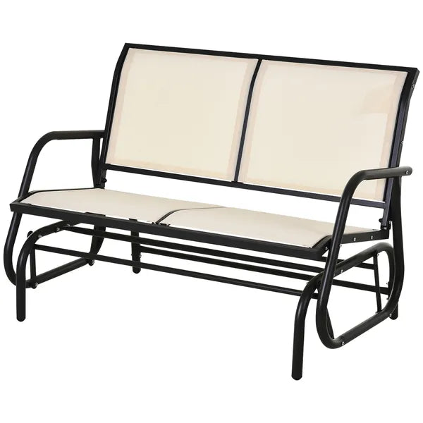 2-Person Glider Bench, Outdoor Swing Chair Loveseat, with Comfortable Fabric, Smooth Rocker, Steel Frame, for Porch, Beige - product image 11