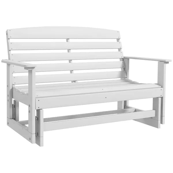 2-Person HDPE Glider Bench with Slatted Design and Smooth Motion in Pure White - product image 11