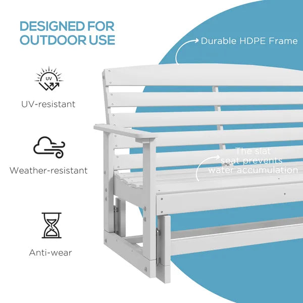 2-Person HDPE Glider Bench with Slatted Design and Smooth Motion in Pure White - product image 6