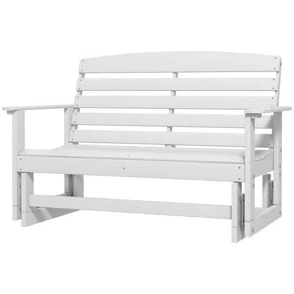 2-Person HDPE Glider Bench with Slatted Design and Smooth Motion in Pure White - product image 1