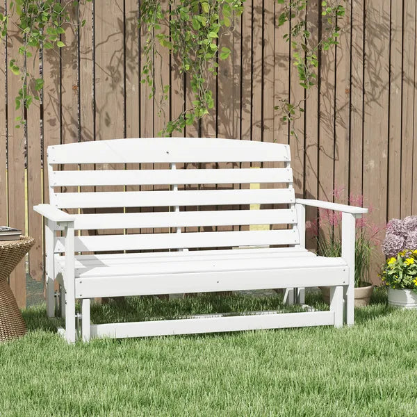 2-Person HDPE Glider Bench with Slatted Design and Smooth Motion in Pure White - product image 2