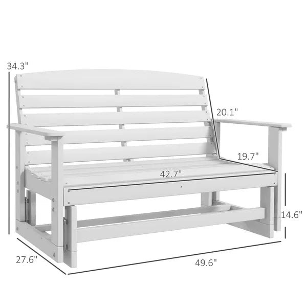 2-Person HDPE Glider Bench with Slatted Design and Smooth Motion in Pure White - product image 3