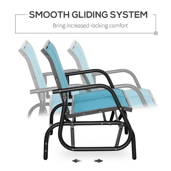2-Person Outdoor Glider Bench Patio Double Swing Rocking Chair Loveseat withPower Coated Steel Frame for Backyard Garden Porch, Blue - product image 4