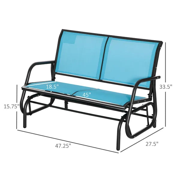 2-Person Outdoor Glider Bench Patio Double Swing Rocking Chair Loveseat withPower Coated Steel Frame for Backyard Garden Porch, Blue - product image 3