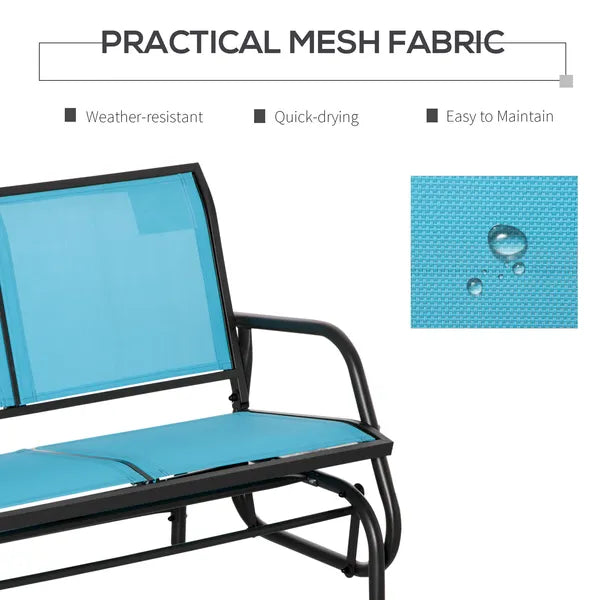 2-Person Outdoor Glider Bench Patio Double Swing Rocking Chair Loveseat withPower Coated Steel Frame for Backyard Garden Porch, Blue - product image 6