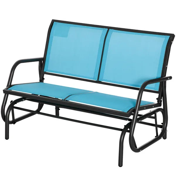 2-Person Outdoor Glider Bench Patio Double Swing Rocking Chair Loveseat withPower Coated Steel Frame for Backyard Garden Porch, Blue - product image 11