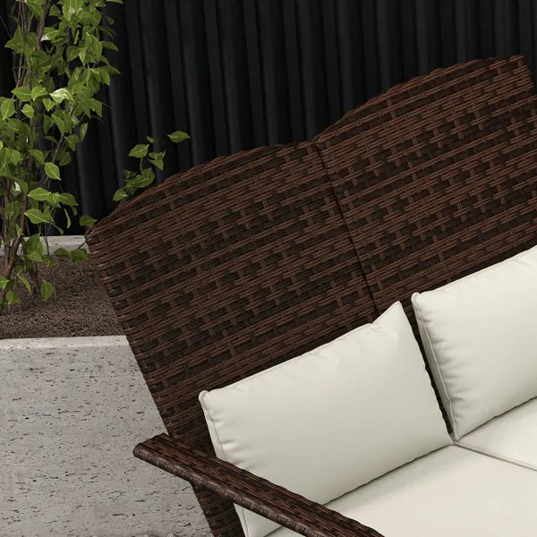 2 Person Patio Wicker Adirondack Chair, High-Back Fire Pit Chair with Cushions, Cream White - product image 9