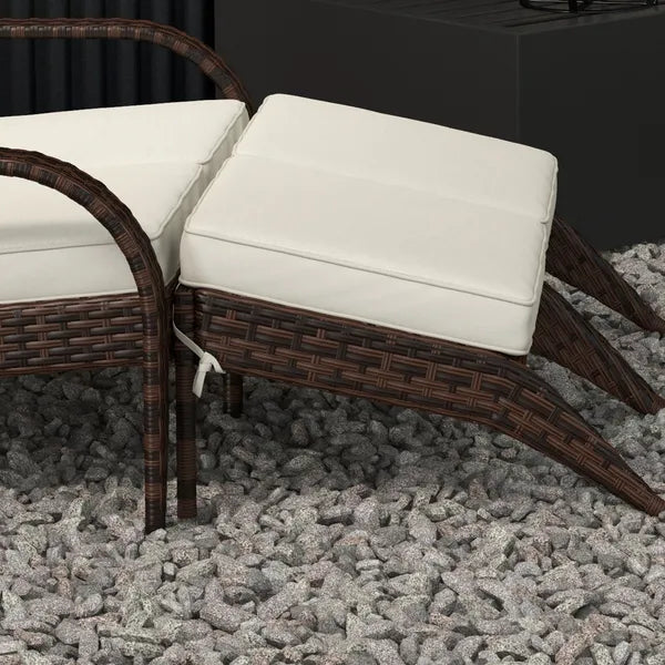 2 Person Patio Wicker Adirondack Chair, High-Back Fire Pit Chair with Cushions, Cream White - product image 8