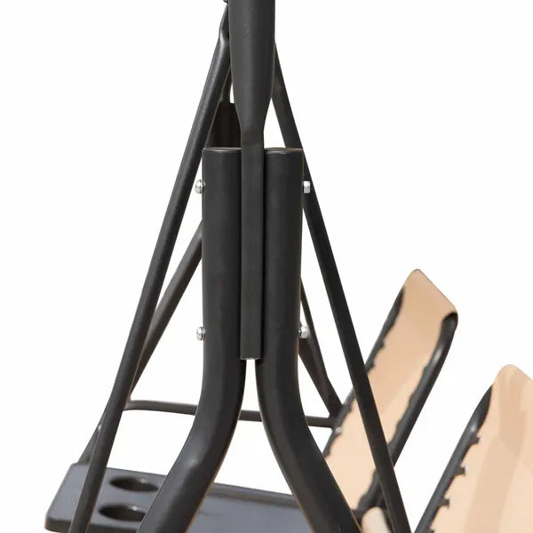 2-Person Porch Swing with Canopy Beige Covered Patio Swing Pivot Storage Table Cup Holder - product image 8