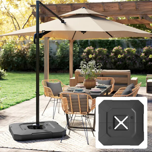 Outsunny 2-Piece Cantilever Umbrella Base Weight Set, 231 lb Water or Sand Fillable Outdoor Offset Umbrella Weights, Black - product image 2